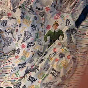 Elf Themed Kids Pajamas - White and Green